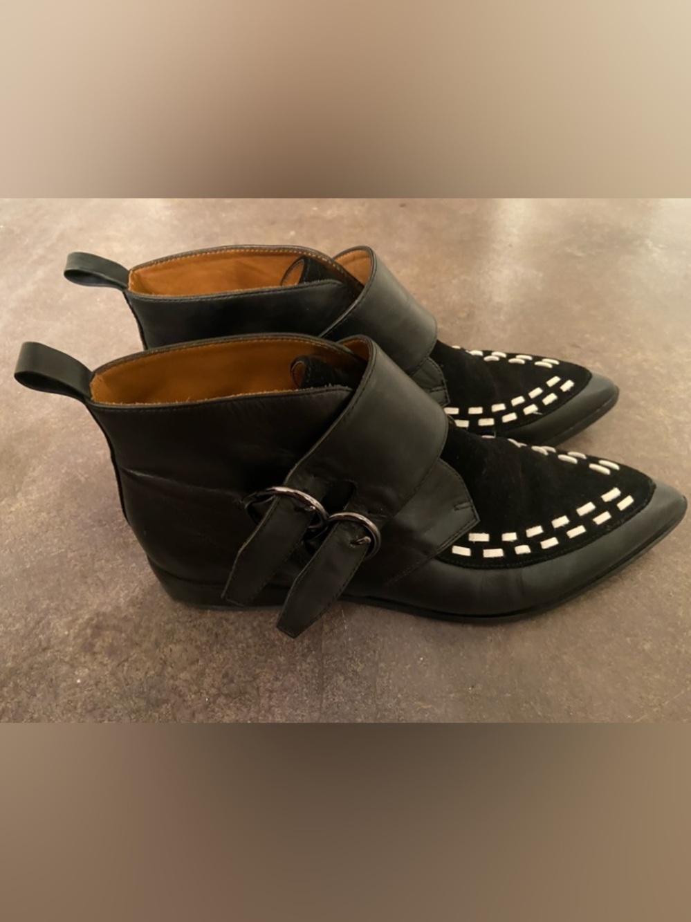 & Other Stories Black Leather and Suede Double-Buckle Mules